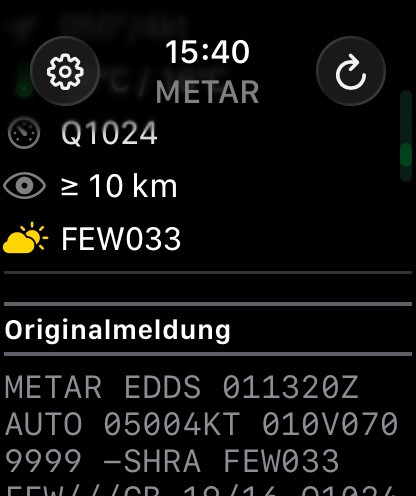 Watch-App: QNH, Sicht und Wolken